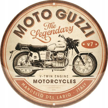 Plakat okrągły 35cm Moto Guzzi The Legendary