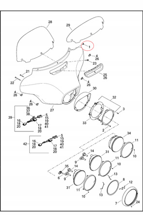 Śruba czaszy calowa Harley Davidson Touring 14-23 1/4"-20 X 9/16 (7szt)