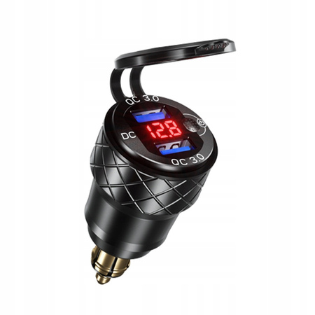 FreedConn Gniazdo zapalniczki 2xUSB Quick Charge 3.0 12-24V Woltomierz