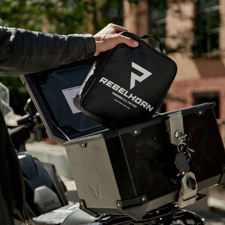 Pokrowiec Na Motocykl Rebelhorn Cover Z Miejscem Na Kufer Black/Silver