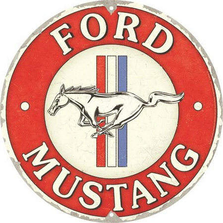 Plakat Metalowy okrągły 35cm Ford Mustang