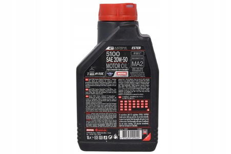 Olej silnikowy MOTUL 5100 SAE 20W50 1l SM JASO MA-2 Półsyntetyczny