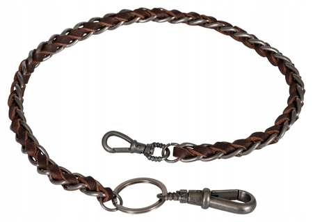 Łańcuch do kluczy, portfela ze stali nierdzewnej ze skórą