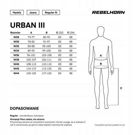 Spodnie Motocyklowe Jeansowe Rebelhorn Urban III Washed Black