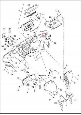 Uszczelka owiewki lewa Harley Electra 14-