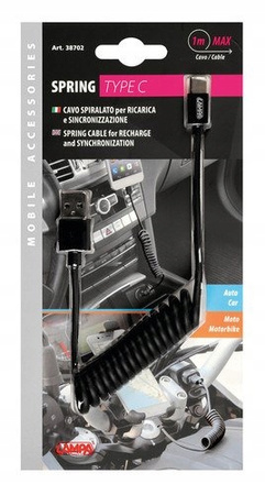 Kabel ładowarki sprężynowy USB typu C - 100 cm