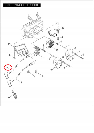 Przewód Zapłonowy Przedni Cylinder Harley Davidson Softail, Dyna OEM