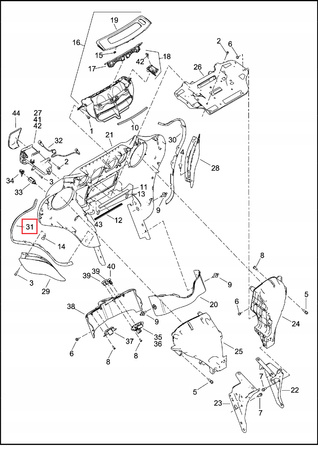 Uszczelka owiewki prawa Harley Electra 14-