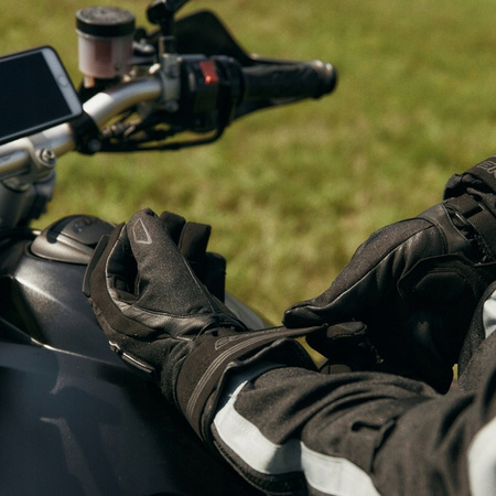 Rękawice Motocyklowe Skórzano-Tekstylne Ozone Touring Wp Black