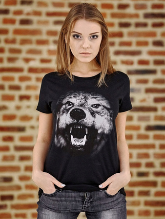 T-SHIRT DAMSKI UNDERWORLD WOLF BLACK