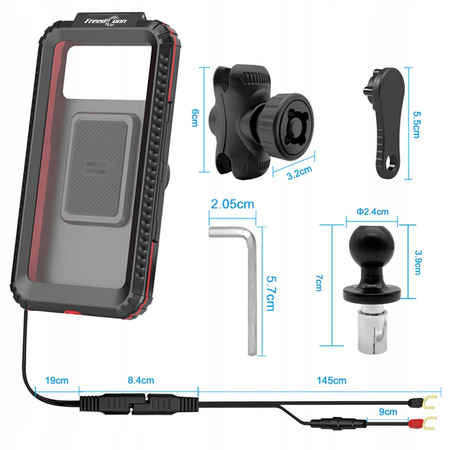 FreedConn motocyklowy uchwyt na telefon z ładowaniem indukcyjnym