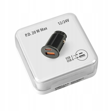 Ładowarka 2 porty USB (A+C) - PD 20W - 12/24V