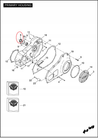 Uszczelniacz wewnętrznej pokrywy Primary Harley Davidson OEM