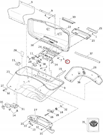 Śruba calowa 6-32 x 1/4 blokadą do zawiasów kufra Harley Davidson OEM