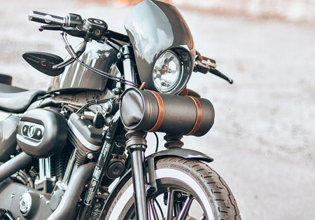 Rolka Czarna Skóra Brązowe Paski