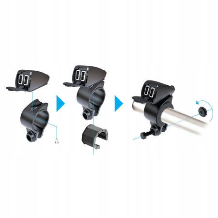 Podwójna, wodoodporna ładowarka USB mocowana na kierownicy