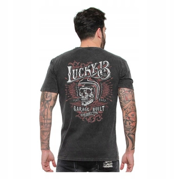 Koszulka Motocyklowa Lucky 13 Skull Built washed black