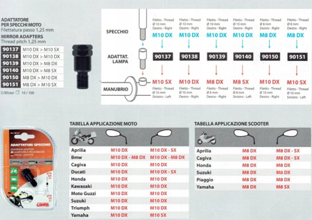 Adapter do lusterka gwint prawy Ø 10 mm na lewy Ø 10 mm
