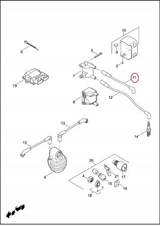 Przewód Zapłonowy Tylnego Cylindra Harley Davidson Dyna, Softail