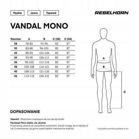 Spodnie Motocyklowe Jeans Rebelhorn Vandal Monolayer Washed Black