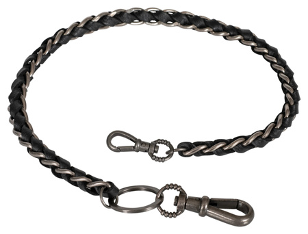 Łańcuch do kluczy przypinany Stal i skóra