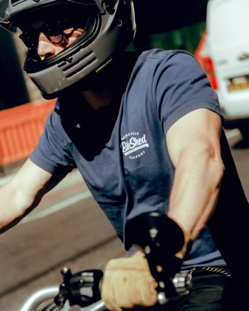 Koszulka motocyklowa Bike Shed Company granatowa XXL 100% bawełna