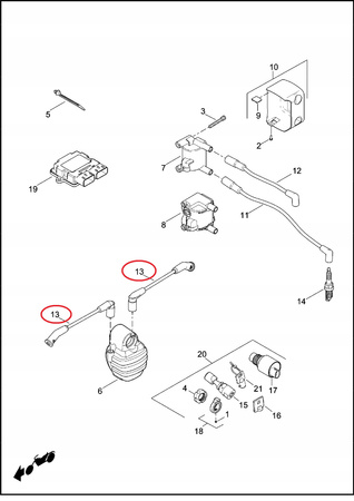 Przewód Zapłonowy Lewy Harley Davidson Softail Dyna M8 18-24