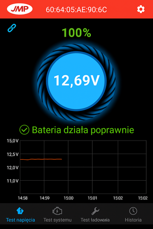 Monitor akumulatora JMP II – Aplikacja PL, alerty napięcia, Bluetooth