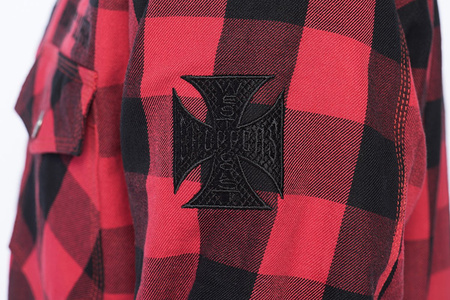 Flanelowa koszula motocyklowa z kevlaru czerwono-czarna West Coast Choppers