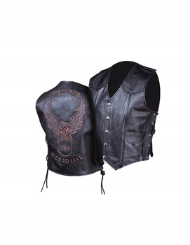 Kamizelka Motocyklowa Skórzana z Orłem