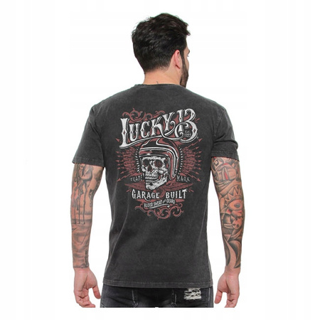 Koszulka Motocyklowa Lucky 13 Skull Built washed black
