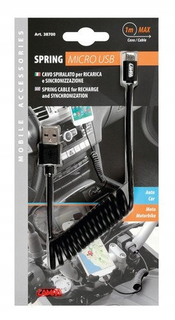 Kabel ładowarki sprężynowy Micro Usb - 100 cm