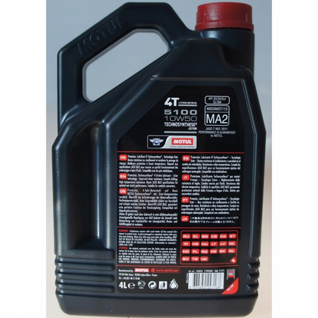Olej silnikowy MOTUL 5100 10W50 4l, API SM JASO MA-2 Półsyntetyczny