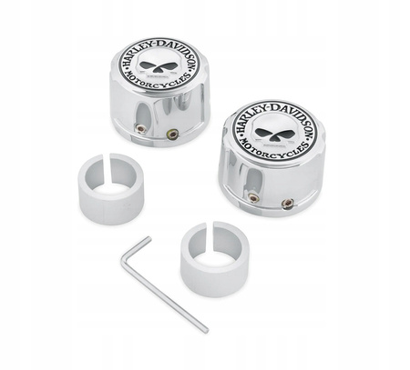 Osłony nakrętek osi przedniej Harley-Davidson Willie G Skull OEM