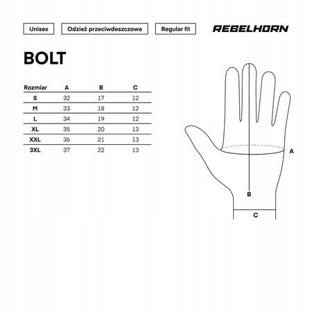 Motocyklowe Rękawice Przeciwdeszczowe Rebelhorn Bolt Black