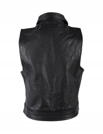 KAMIZELKA MOTOCYKLOWA SKÓRZANA Z KOŁNIERZEM