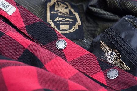 Flanelowa koszula motocyklowa z kevlaru czerwono-czarna West Coast Choppers