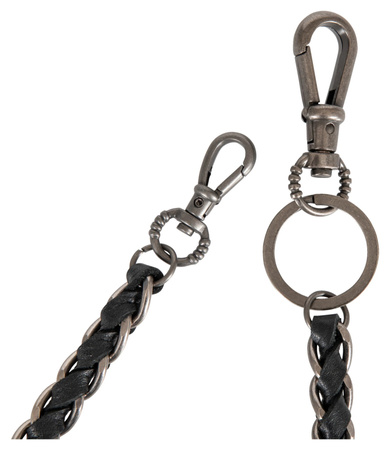 Łańcuch do kluczy przypinany Stal i skóra