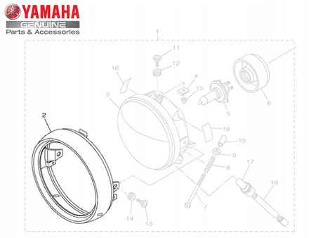 Obręcz Ramka Reflektora Yamaha XVS950 Midnight Sta