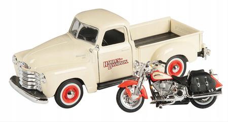 Model Maisto Harley Davidson i CHEVROLET 3100 PICKUP+FLSTS skala 1/24