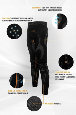 MĘSKIE LEGGINSY TERMOAKTYWNE Z WŁÓKNAMI SREBRA SPAIO EXTREME-PRO