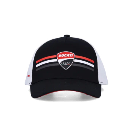 Czapka Ducati Corse z daszkiem – czarna, 100% bawełna, oficjalna kolekcja