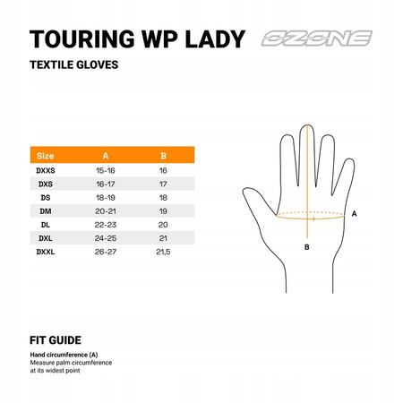 Rękawice Motocyklowe Skórzano-Tekstylne Ozone Touring Wp Lady Black