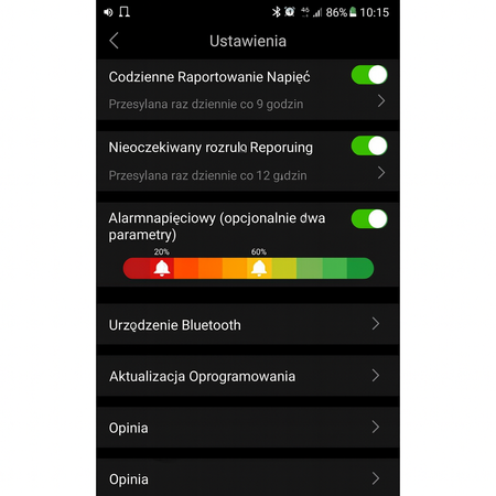 Monitor akumulatora JMP II – Aplikacja PL, alerty napięcia, Bluetooth