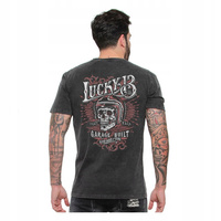 Koszulka Motocyklowa Lucky 13 Skull Built washed black