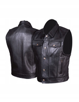 KAMIZELKA MOTOCYKLOWA SKÓRZANA Z KOŁNIERZEM