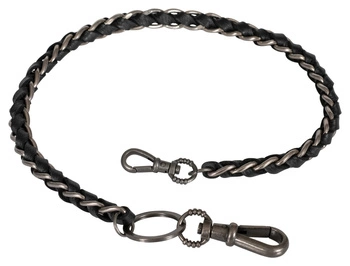 Łańcuch do kluczy przypinany Stal i skóra